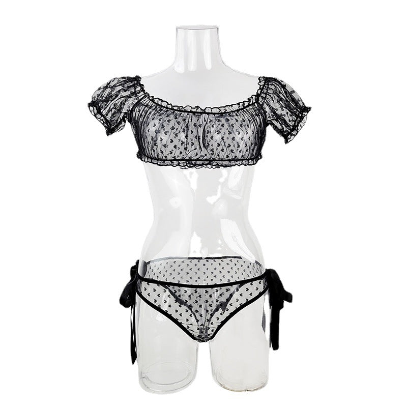 Plus Size Lace Off-Shoulder Lingerie Set (Two Pieces)