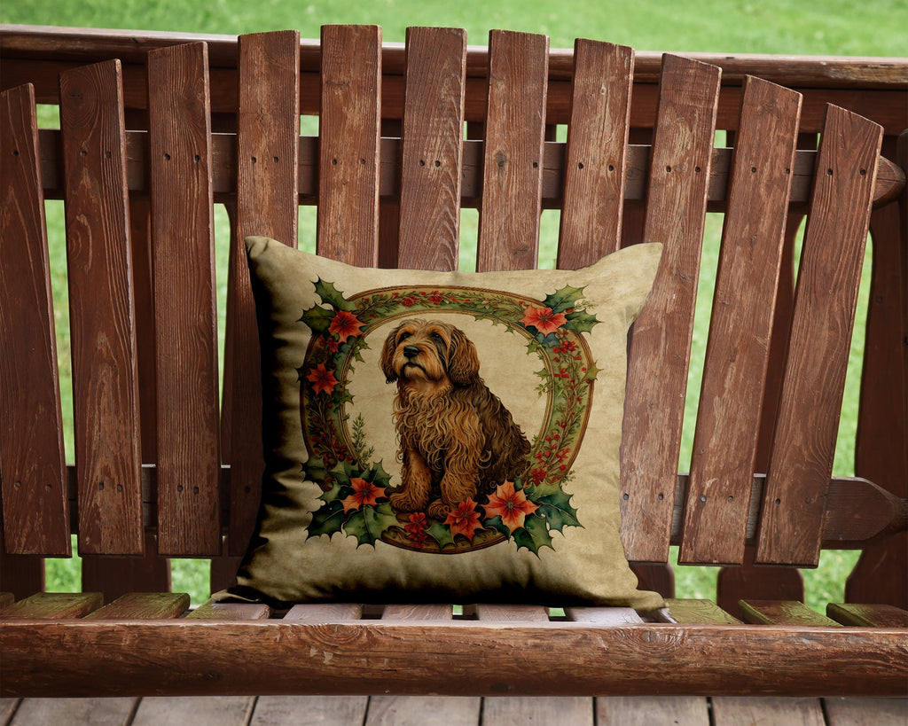 Otterhound Christmas Flowers Throw Pillow