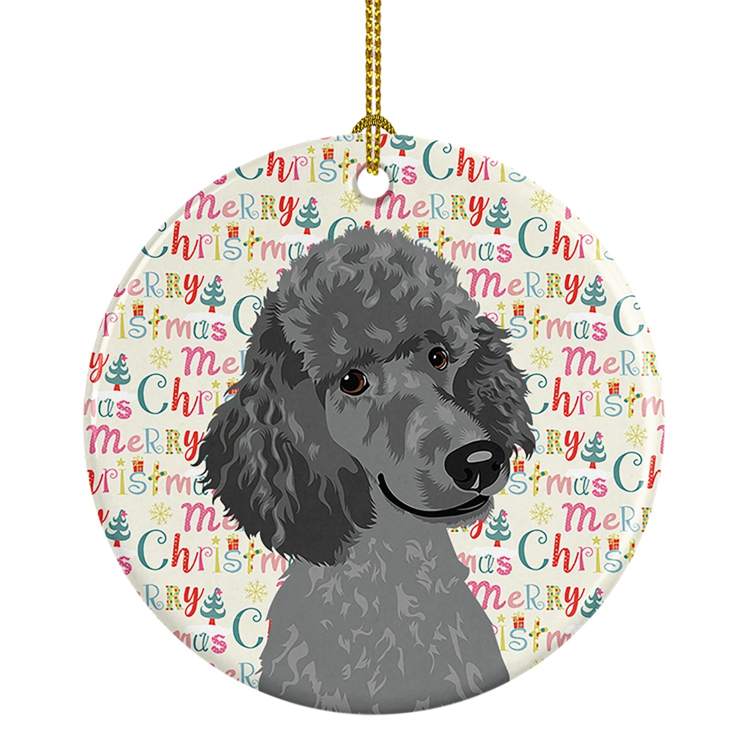 Poodle Standard Gray Christmas Ceramic Ornament