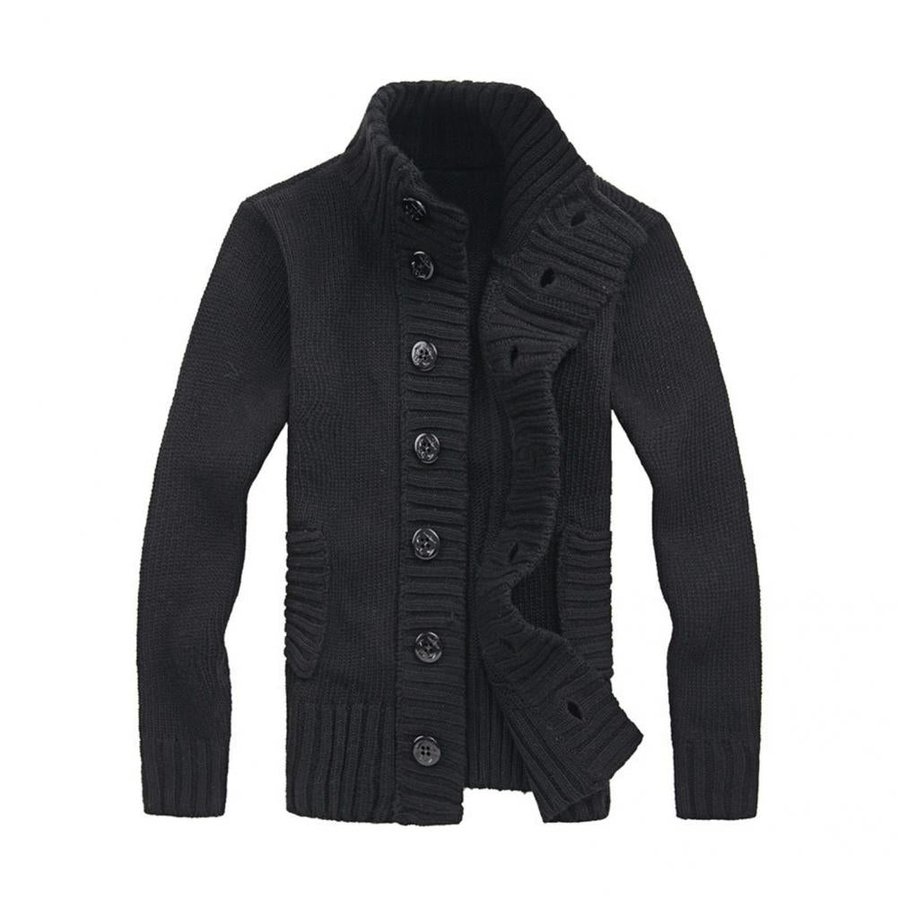 Men's Solid Color Long Sleeve Sweater Jacket Cardigan