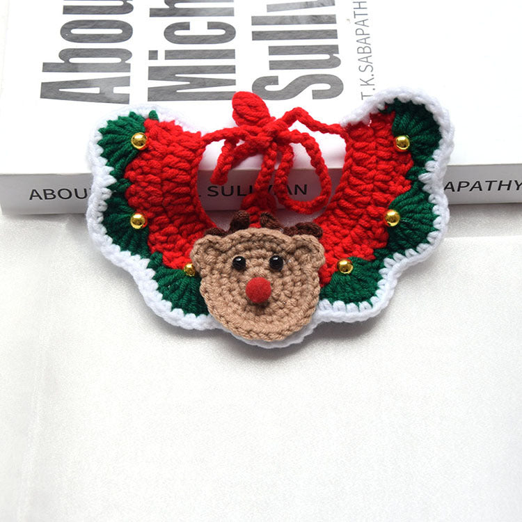 Handmade Knitted Christmas Collar for Pets
