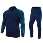 Contrasting Trim Stand-Collar Sports Jacket Suit