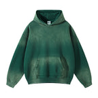 Hooded Sweater with Thick Fur and Spray Dyed Finish