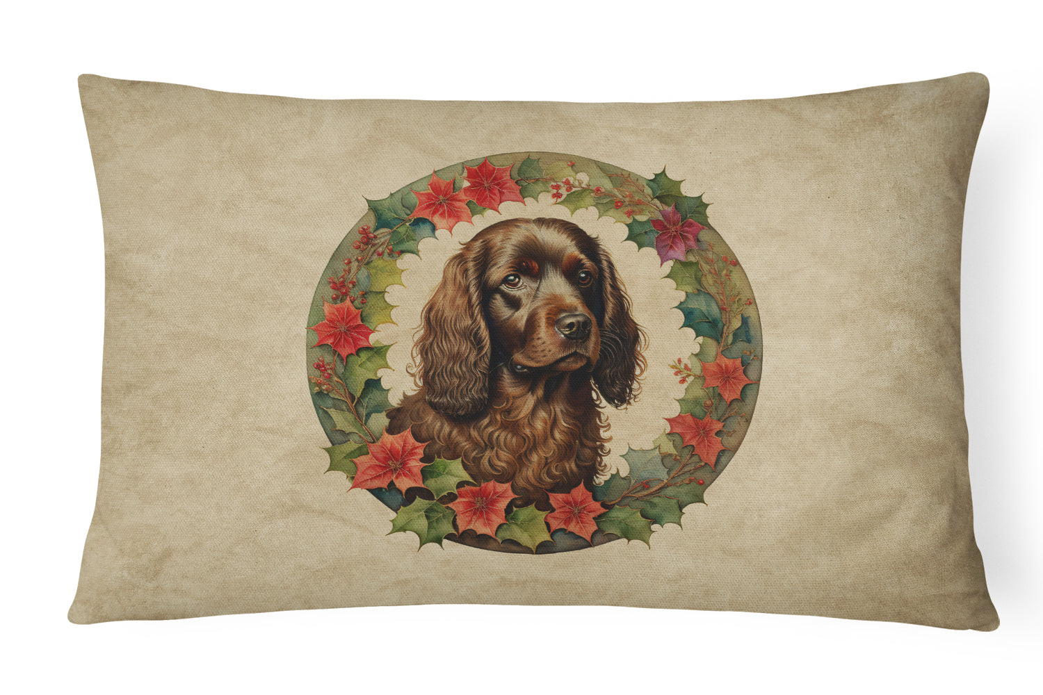 Boykin Spaniel Christmas Flowers Throw Pillow