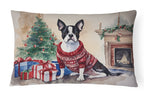 Boston Terrier Christmas Throw Pillow
