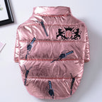 Bright Leather Zipper 2-Sided Cotton Dog Coat