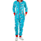 Christmas Snowman Striped Print Family Pajama Jumpsuit