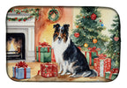 Collie Cozy Christmas Dish Drying Mat