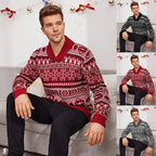 Men's Knit Christmas Elk Lapel Sweater Pullover 2021 | Streetwear