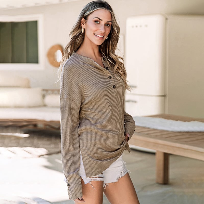 Half-open Collar Women's Spring Pullover Sweater | Streetwear