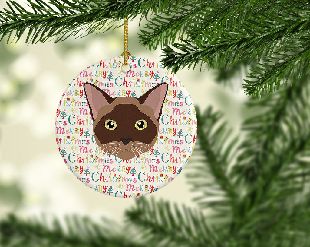 Burmese Cat Christmas Ceramic Ornament