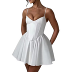 Emilene Off White Modern Corset Short Dress (One Piece)