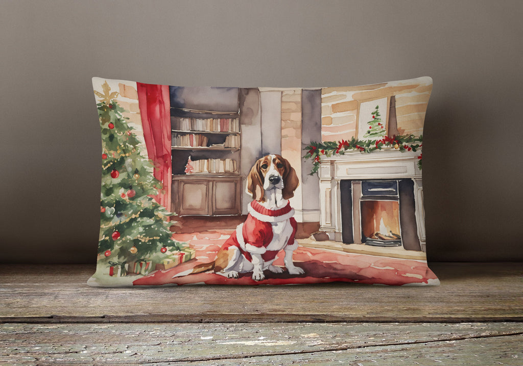 Basset Hound Christmas Throw Pillow