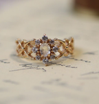 Christmas Ring with Crystal Moonstone and Mesh Design