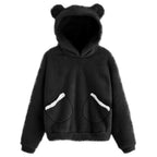 Warm Hooded Sweater with Rabbit Ears for Women