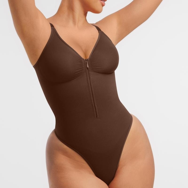 High Stretch Zipper Waist Slimming Bodysuit