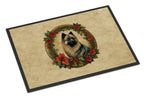 Keeshond Christmas Flowers Doormat