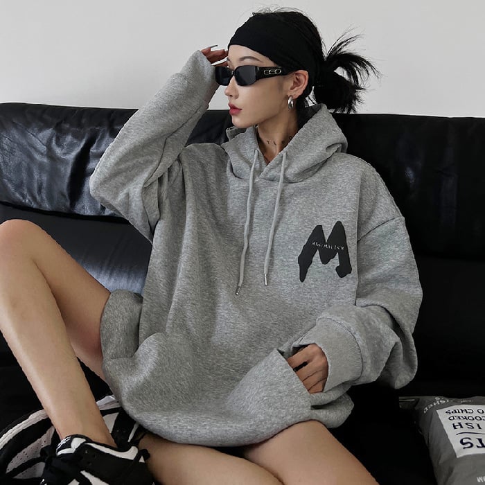 Hooded Long Sleeve Loose Fitting Sweater