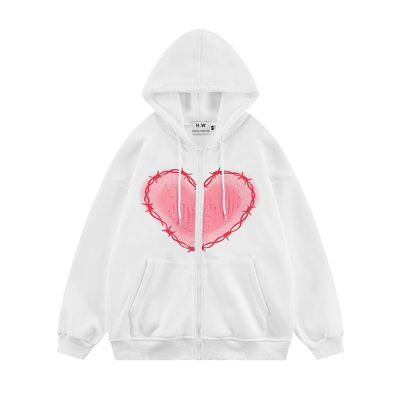 Unisex Heart Foam Print Hoodie for Men | Streetwear