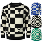 Men's Casual Knit Sweater - Warm Plaid Round Neck Top