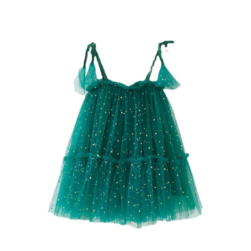 New Children's Christmas Star Moon Tulle Princess Skirt