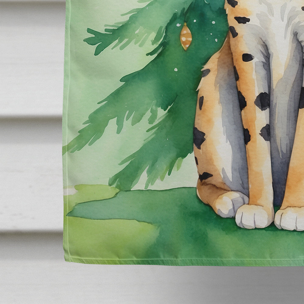 Serengeti Cat By the Christmas Tree House Flag
