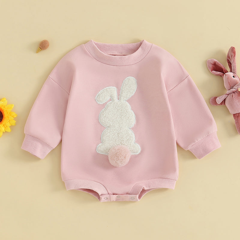 Citgeett Spring Easter Baby Bunny Embroidery Bodysuit