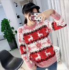 Christmas Sweater with Snowflake Reindeer Design