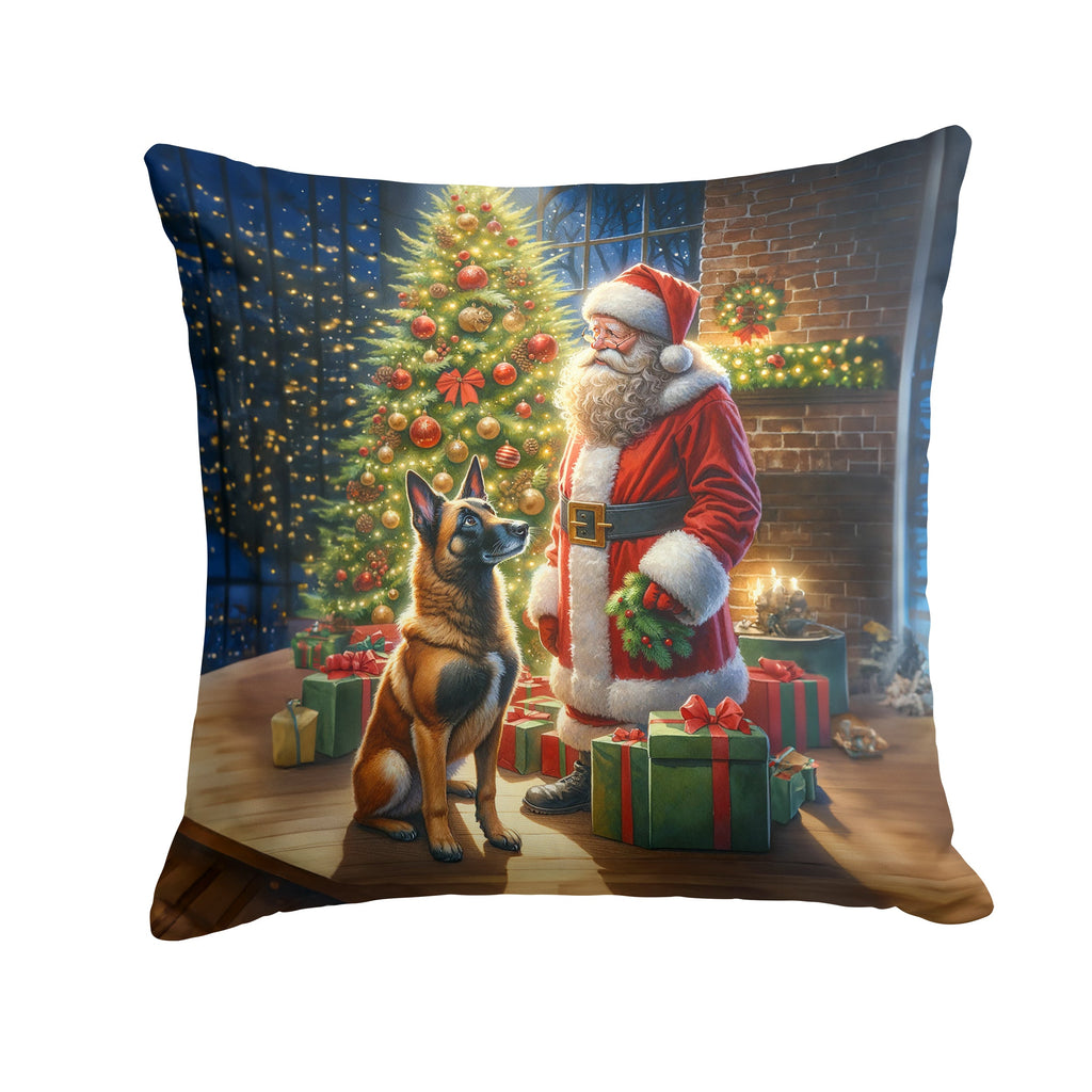Belgian Malinois and Santa Claus Throw Pillow