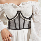 European Style Pearl Chain Vest with Corset Design