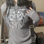 Casual Halloween Skull Print Pullover for Women | Streetwear