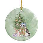 Australian Shepherd Puppy Christmas Presents and Tree Ceramic Ornament