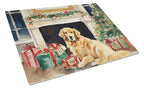 Golden Retriever Cozy Christmas Glass Cutting Board