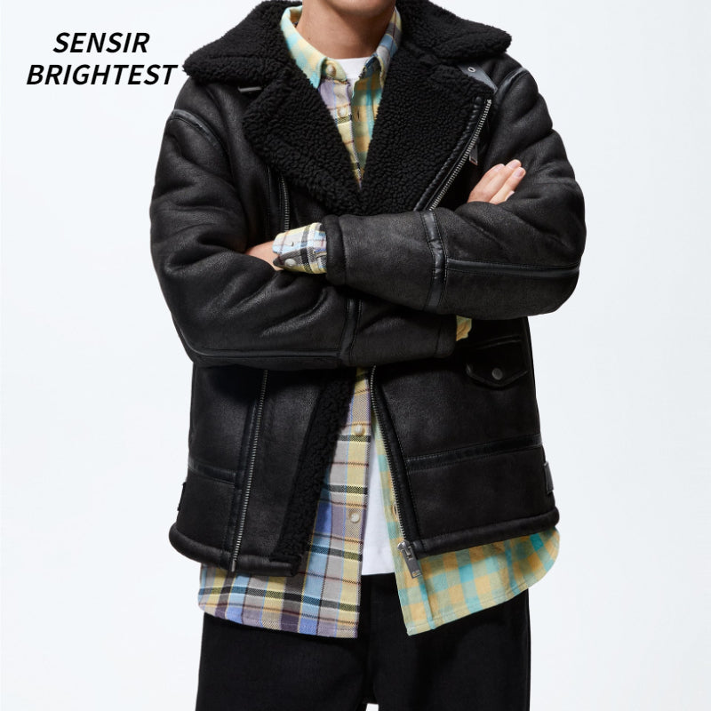 TAOP&ZA Men's Faux Lamb Fur Jacket for Fall/Winter