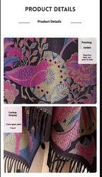 Season Ethnic Birds And Plants Warm Scarf Shawl