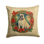 White Boxer Christmas Flowers Throw Pillow