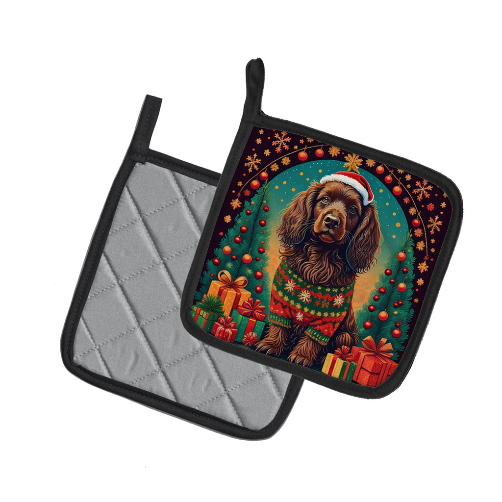 Boykin Spaniel Christmas Pair of Pot Holders