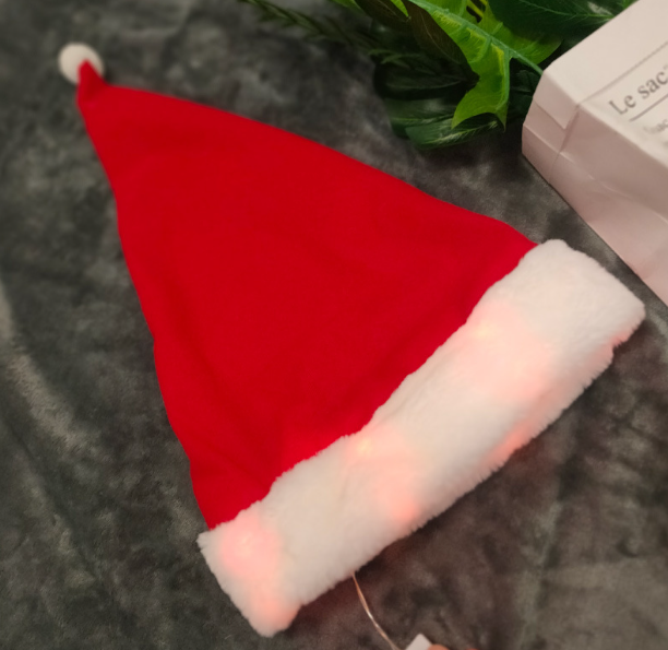 Colorful LED Christmas Hat for Seniors | Embroidered Cap