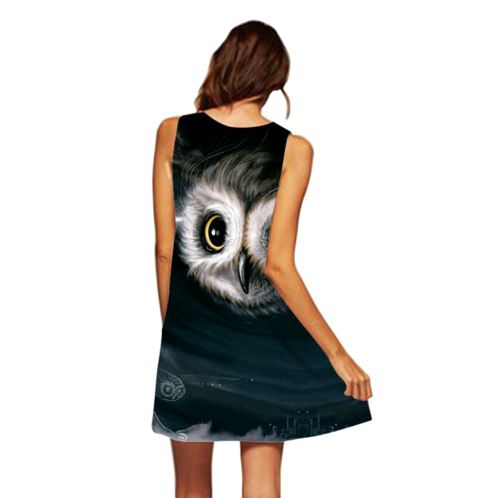 Vintage Digital Print Sleeveless Dress