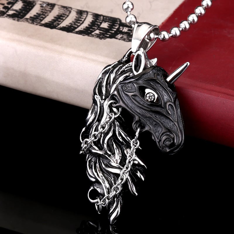Horse Pendant Necklace in Titanium Steel