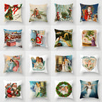 Christmas Angel and Santa Pillow Cover for Home Decor
