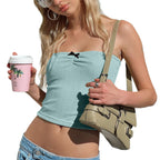 Women's Aesthetic Knitted Strapless Ruffle Corset Top