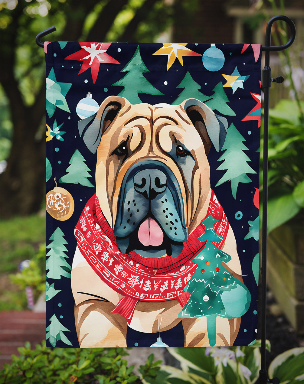 Shar Pei Christmas Garden Flag