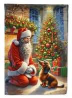 Dachshund and Santa Claus Garden Flag