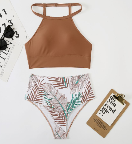 WOLFF High Neck Printed Swimsuit with Bottoms (One Set)