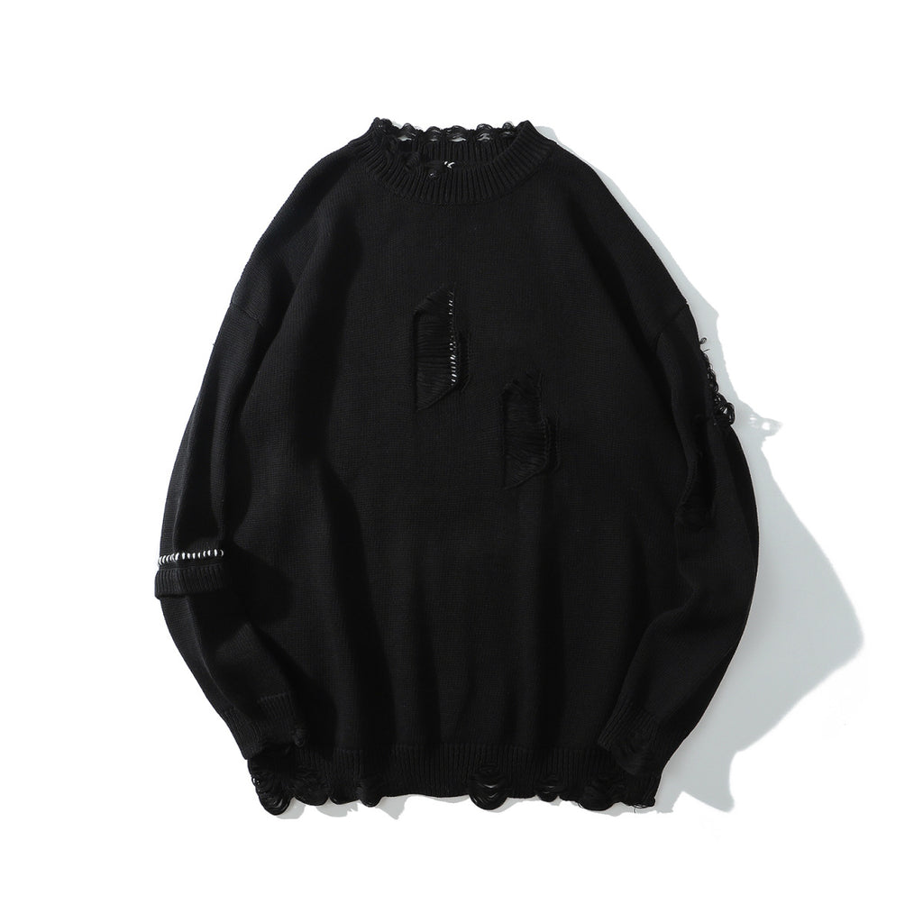 Loose Wool Embroidery Crew Neck Pullover Sweater | Streetwear
