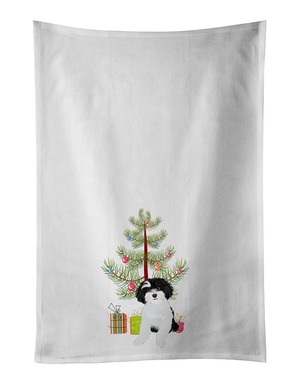 Shih-Tzu Black and White #1 Christmas Kitchen Towel Set of 2