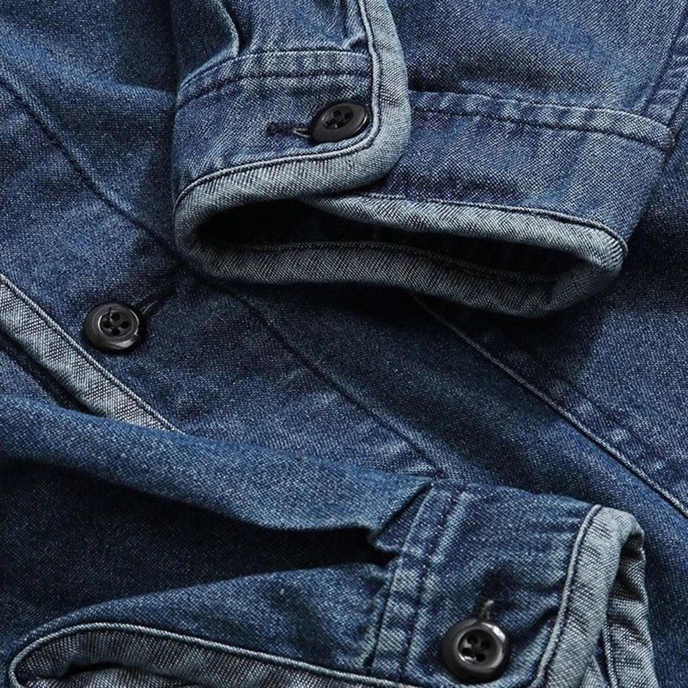 2024 Japanese Retro V-Neck Denim Jacket for Men