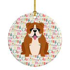 Merry Christmas English Bulldog Red White Ceramic Ornament