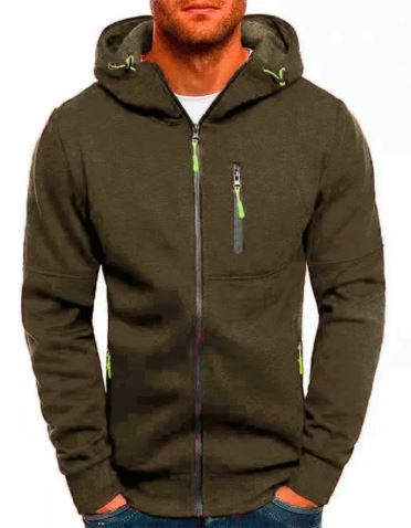 Men's Fleece Color Hoodie Zip Front Hooded Sweatshirt | Streetwear